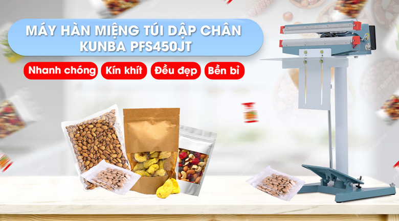 Máy hàn miệng túi dập chân Kunba PFS-450JT 