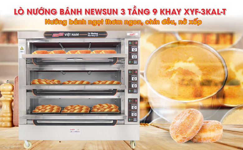 Lò nướng bánh NEWSUN 3 tầng 9 khay XYF-3KAL-T bảng điều khiển cơ