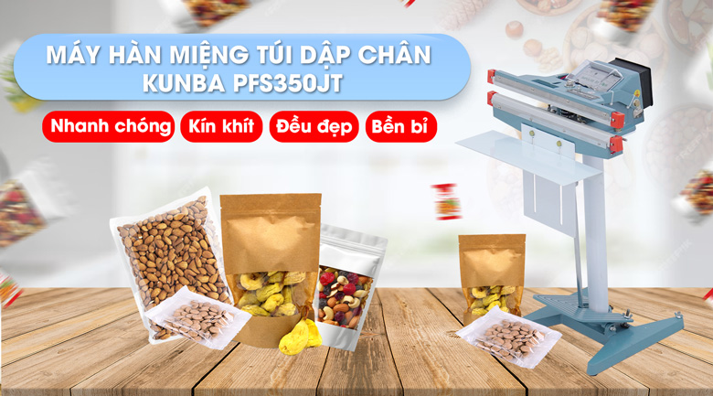 Máy hàn miệng túi dập chân Kunba PFS-350JT 