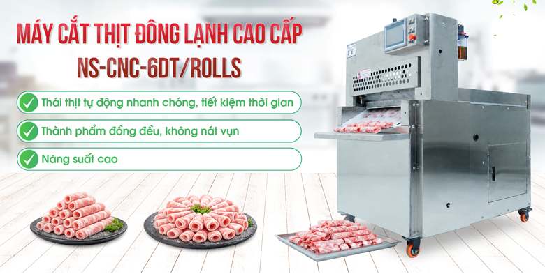 Máy cắt thịt đông lạnh cao cấp NS-CNC-6DT/ROLLS