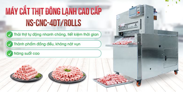 Máy cắt thịt đông lạnh cao cấp NS-CNC-4DT/ROLLS