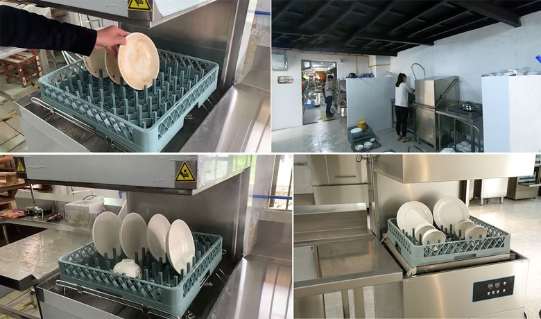 Sử dụng máy rửa bát chén công nghiệp cửa sập