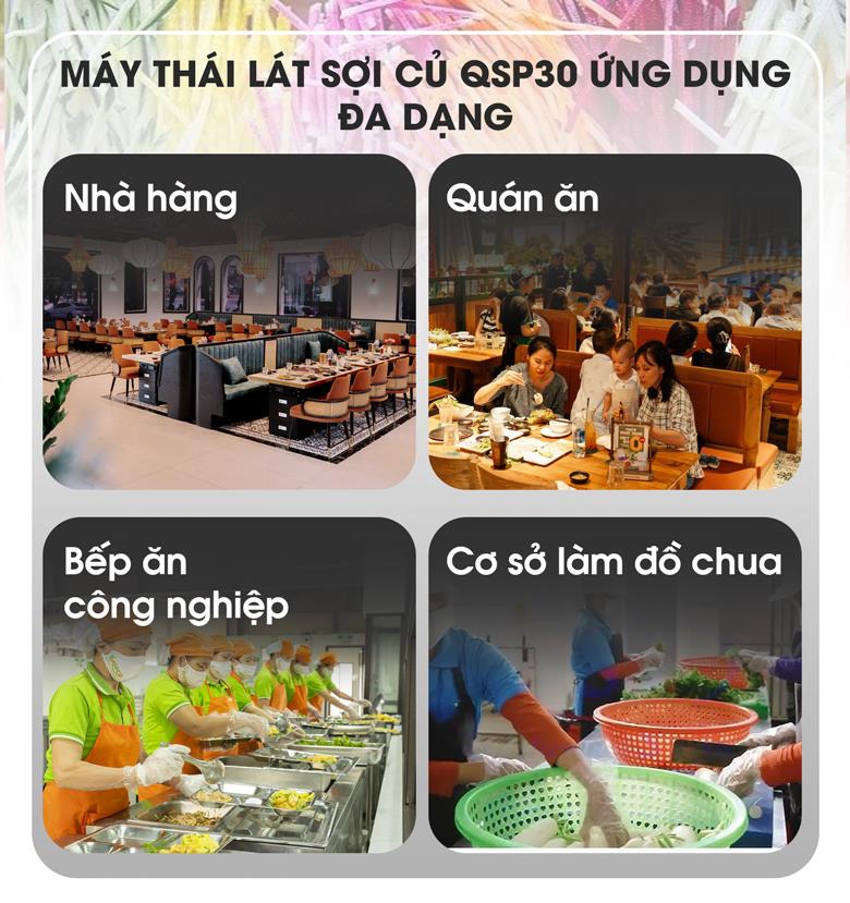 Ứng dụng thực tế của máy thái lát sợi củ quả QSP30