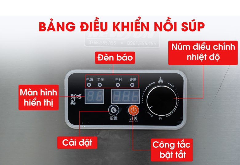 Bảng điều khiển của nồi nước dùng