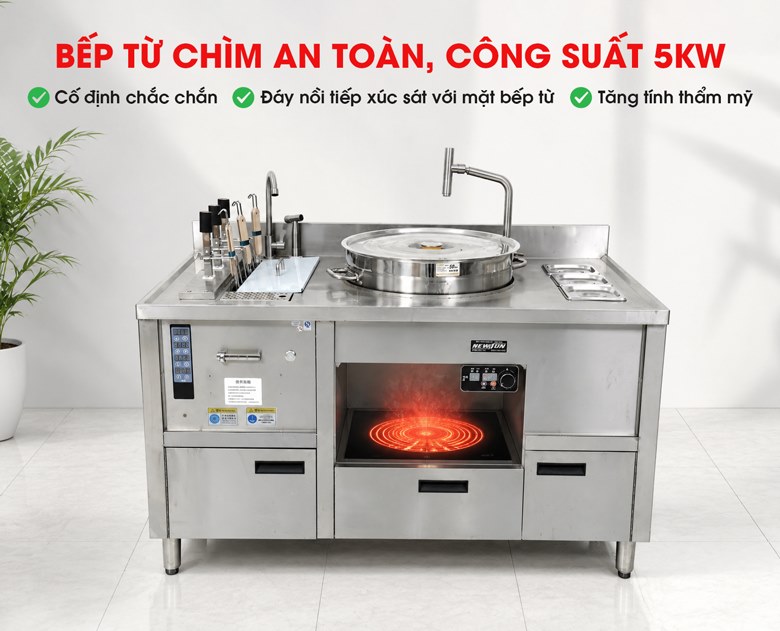 Nồi nấu sử dụng bếp từ công suất 5kW