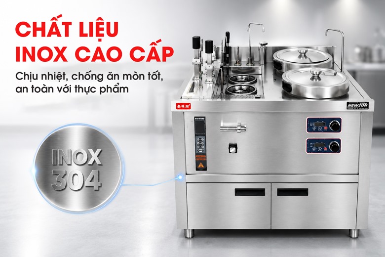 Chất liệu inox bền bỉ, phù hợp bếp công nghiệp