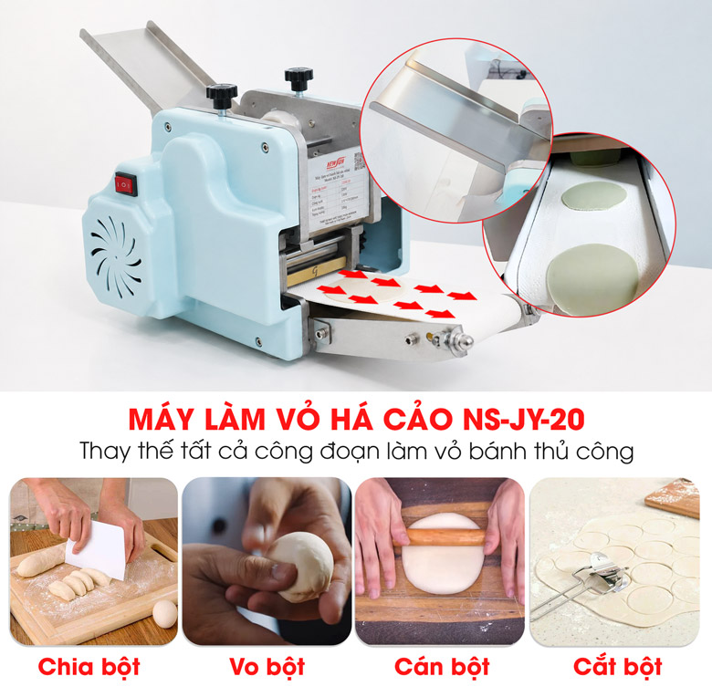 Thiết bị giúp tạo ra những chiếc vỏ bánh mỏng mịn, tròn trịa và đẹp mắt
