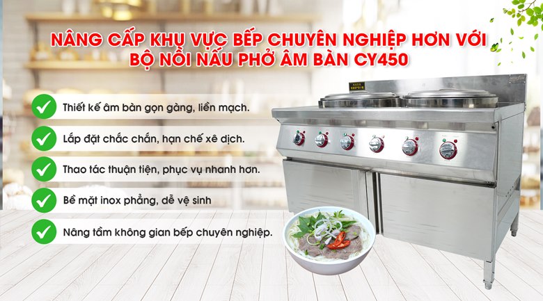 Bộ nồi nấu phở âm bàn CY450 (2 nồi) giúp nâng tầm khu bếp