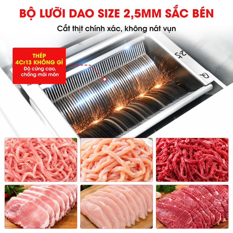 Bộ dao 2,5mm sắc bén, cho miếng thịt đều và mỏng 