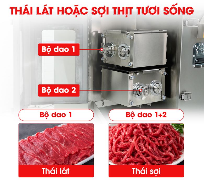 Thái linh hoạt thịt tươi sống dạng lát hoặc dạng sợi 