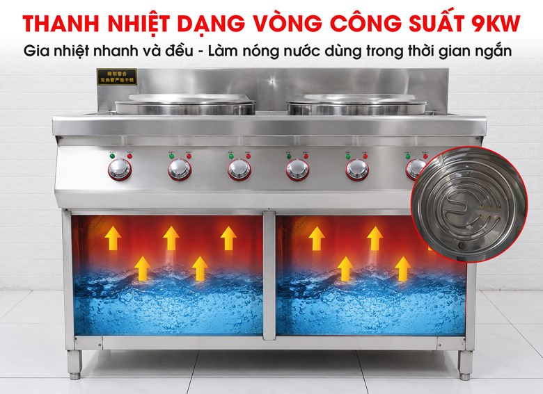 Thanh nhiệt công suất 9kW, làm nóng nước dùng chỉ trong thời gian ngắn