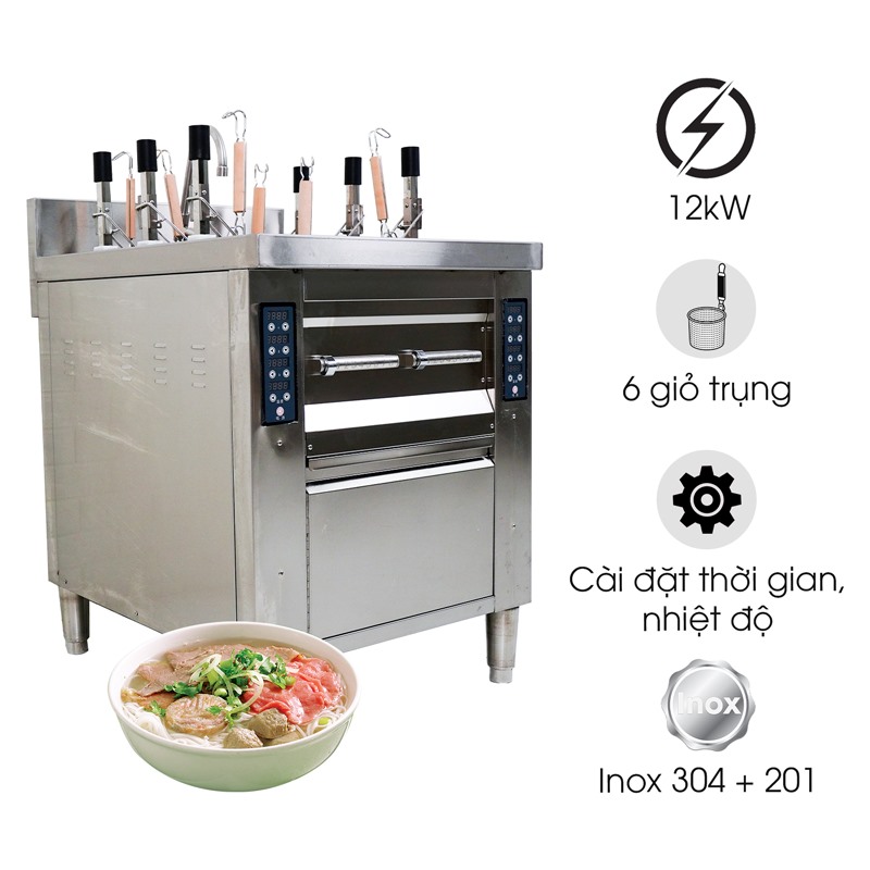 Bếp trụng nhúng mì phở tự động 6 giỏ TB-BTNMP-6CA