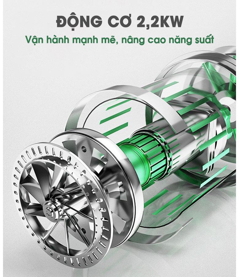 Động cơ công suất 2,2kW vận hành mạnh mẽ