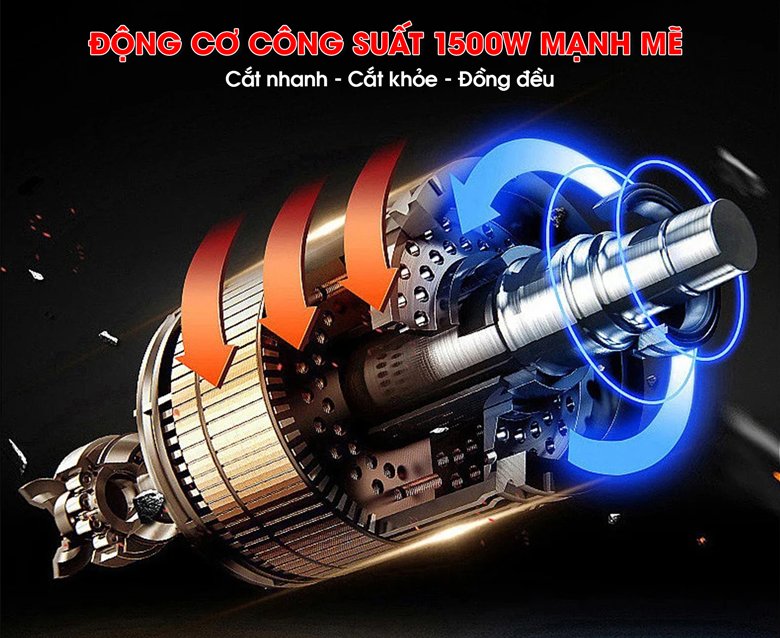 Động cơ công suất 1500W vận hành mạnh mẽ đáp ứng nhu cầu thái thịt liên tục