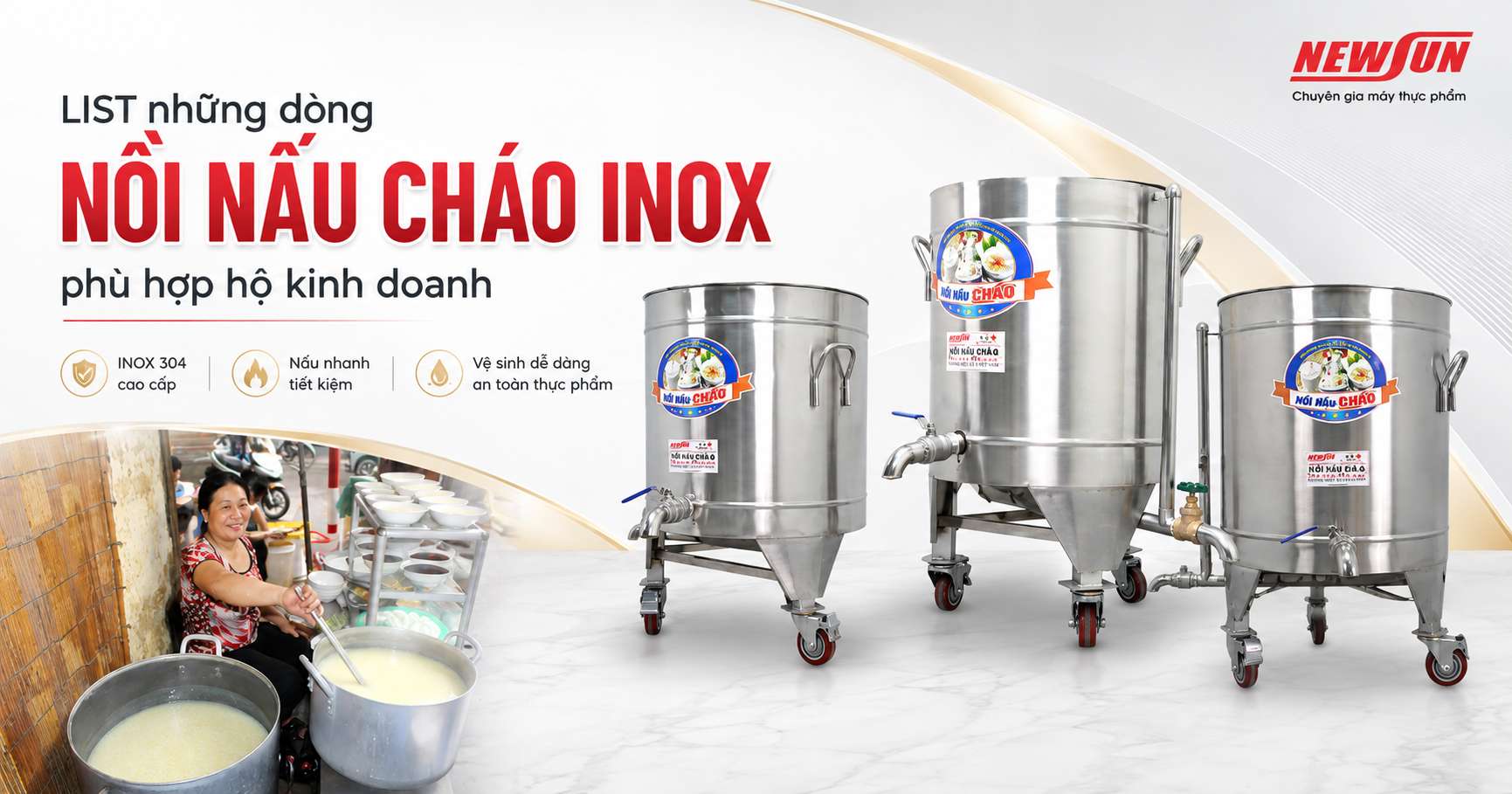 5 nồi nấu cháo inox 304 giúp nấu nhuyễn đều, giảm công canh khuấy