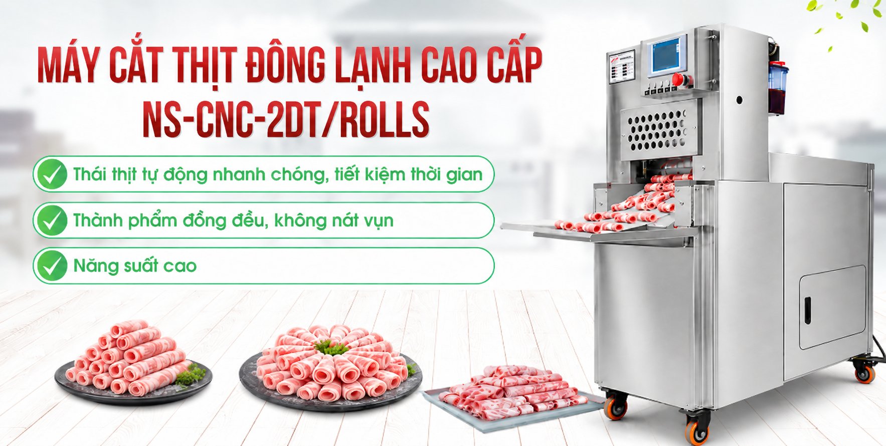 Máy cắt thịt đông lạnh cao cấp NS-CNC-2DT/ROLLS